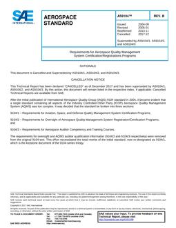 SAE AS9104 Revision B